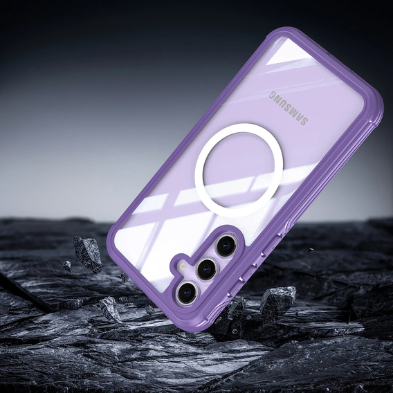 Чохол для Samsung Galaxy S25, Shockproof, зі склом, для MagSafe, фіолетовий