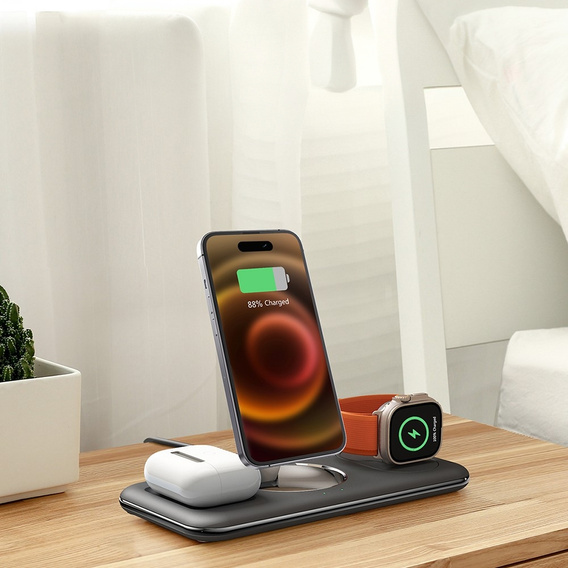 Індуктивний зарядний пристрій Magsafe для iPhone Apple Watch AirPods, чорний 