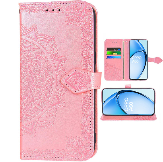 Откидной чехол для Oppo A60, Mandala, розовый