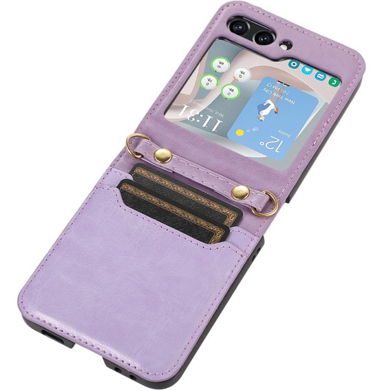 Шкіряний чохол для Samsung Galaxy Z Flip 5 5G, фіолетовий