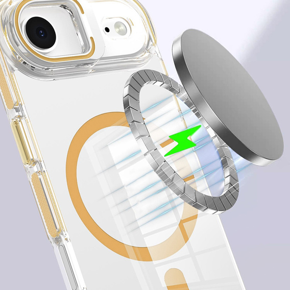 Чохол для iPhone Air, для MagSafe, з підставкою, прозорий із золотими вставками