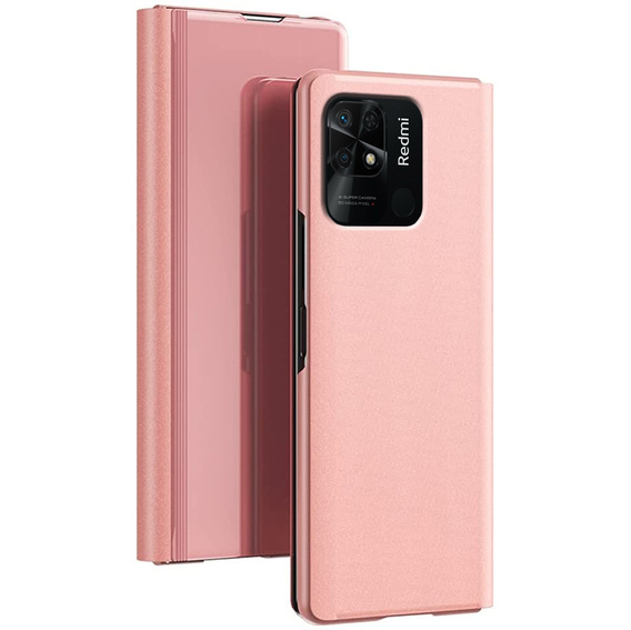 Чехол до Xiaomi Redmi 10C, Clear View, розовый rose gold