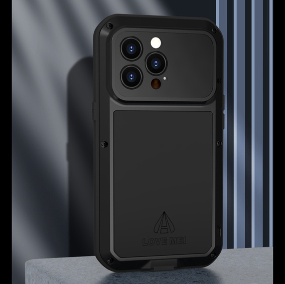 Чехол Love Mei до iPhone 14 Pro, armored with glass, чёрный