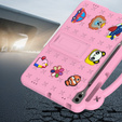 Дитячий чохол для планшета Samsung Galaxy Tab S10+ Plus, Cute Patterns, з підставкою, рожевий