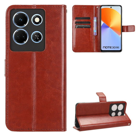 Откидной чехол для Infinix Note 30, Crazy Horse Wallet, коричневый