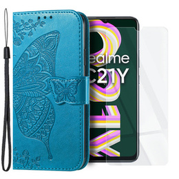 Чoхол Wallet до Realme C21Y / C25Y, Butterfly, Blue