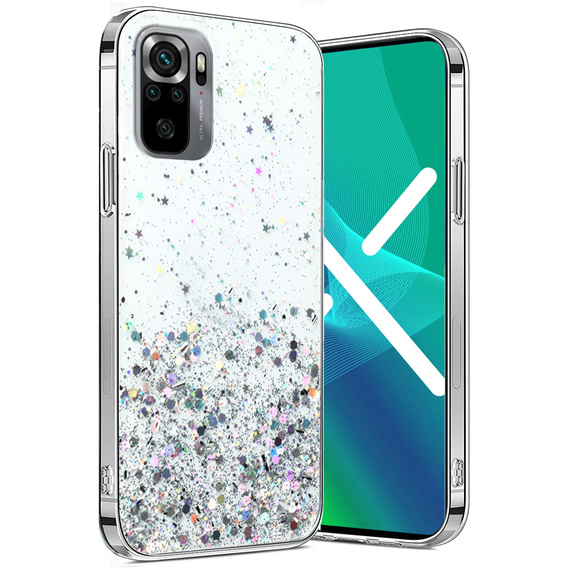 Чехол до Xiaomi Redmi Note 10/10S, Glittery, прозрачный
