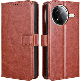 Футляр з клапаном для Xiaomi Poco F7 Ultra, Crazy Horse Wallet, коричневий