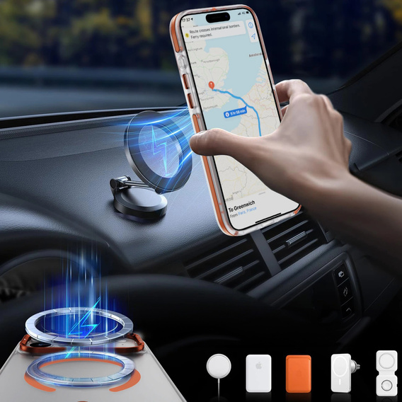 Бронированный чехол MagSafe прозрачный с оранжевыми боками для iPhone 17 Pro