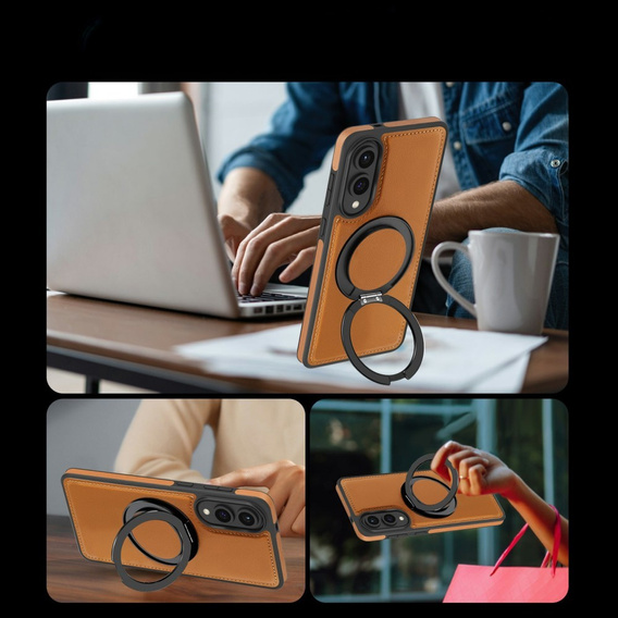 Чехол для Realme 12 Pro 5G / 12 Pro+ 5G, Leather Kickstand Ring, чёрный