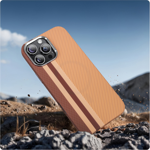 Чохол для iPhone 13 Pro Max, Carbon Fiber MagSafe, жовтий