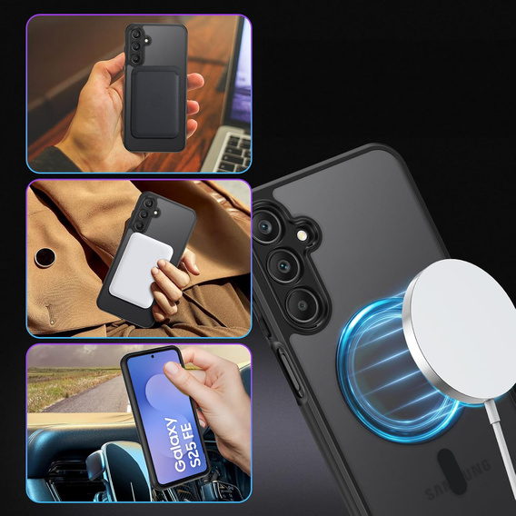 Чохол для Samsung Galaxy S25 FE, для MagSafe, ERBORD Matt Case, чорний