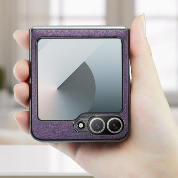 Чохол для Samsung Galaxy Z Flip7 FE / Z Flip6, CASE Litchi Leather, фіолетовий