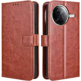 Футляр з клапаном для Xiaomi Poco F7 Pro, Crazy Horse Wallet, коричневий