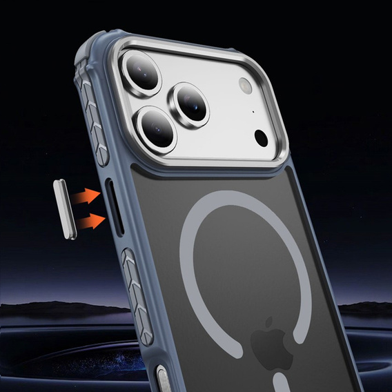 Матовий чохол для iPhone 17 Pro, броньований, для MagSafe, димчастий з сірими боками