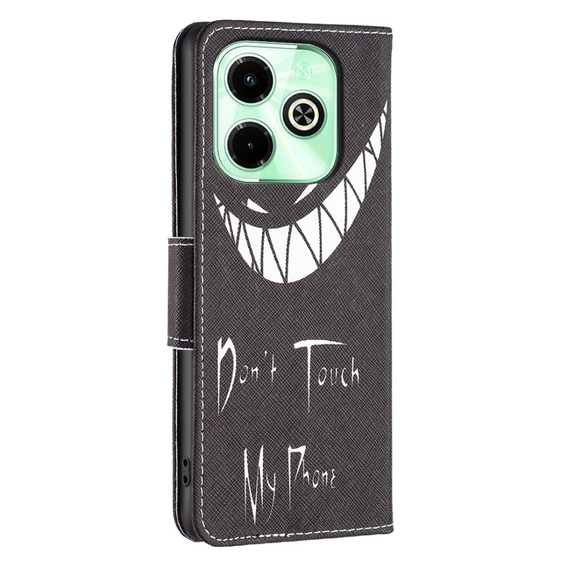 Откидной чехол для Infinix Hot 40i, Wallet, Don't Touch My Phone чёрный