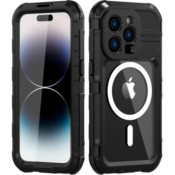 IP68 Водонепроницаемый чехол для iPhone 14 Pro, SHELLBOX MagSafe, чёрный
