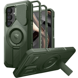 Броньований чохол для Samsung Galaxy S25+ Plus, Dexnor CamProtect MagSafe, зелений (Дві рамки)
