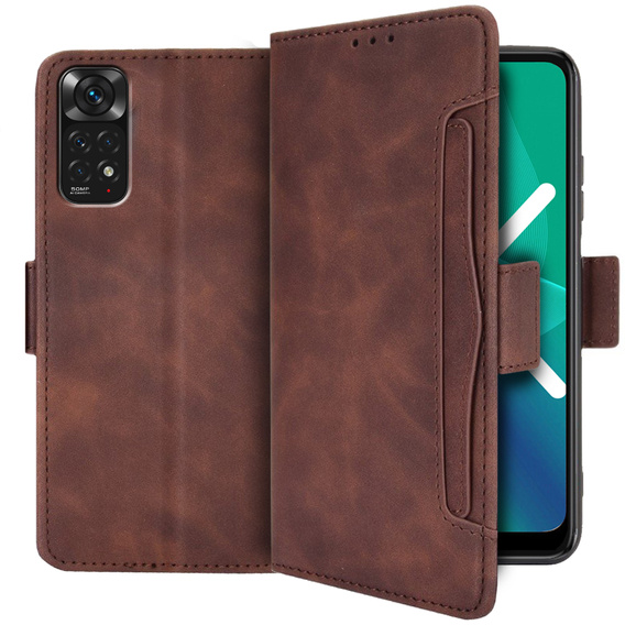 Откидной чехол для Xiaomi Redmi Note 11 / 11S, Card Slot, коричневый