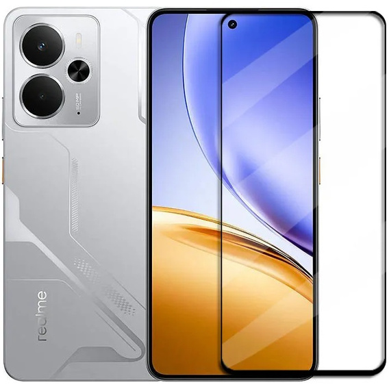 Закаленное стекло 3D для Realme 14 5G / Realme 14T 5G, чёрная рама