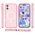 Чехол для iPhone 17, для MagSafe, глиттер, полупрозрачный розовый