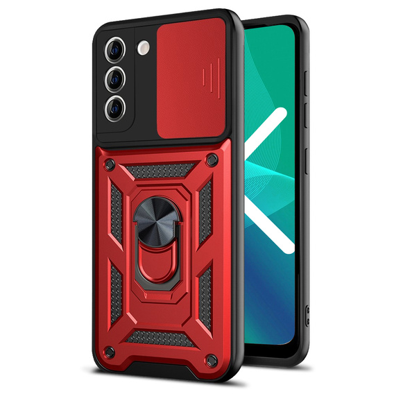 Чехол NOX Camera Slide Samsung Galaxy S21 FE, CamShield Slide, красный