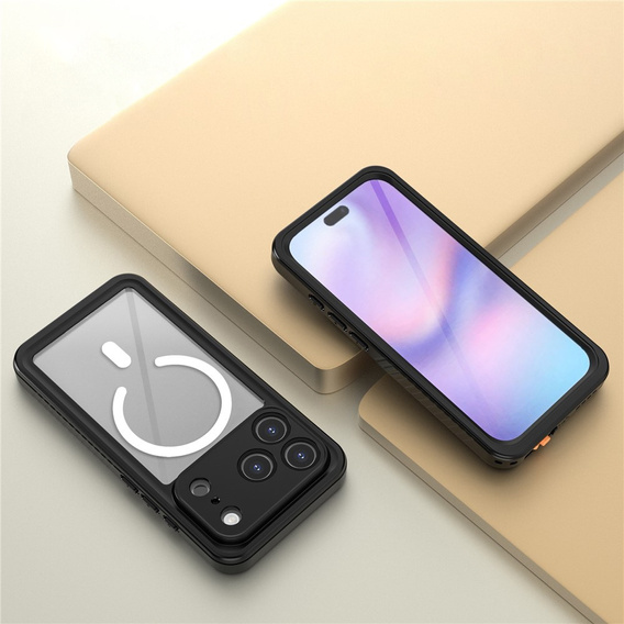 Чохол Redpepper для iPhone 17 Pro, водонепроникний, IP68, для MagSafe, прозорий з чорними боками