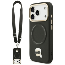 Чехол Karl Lagerfeld Big Strap Karl Metal Logo MagSafe для iPhone 17 Pro