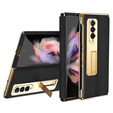 Чехол со стеклом для Samsung Galaxy Z Fold 4 5G, Kickstand Cross Texture, Black