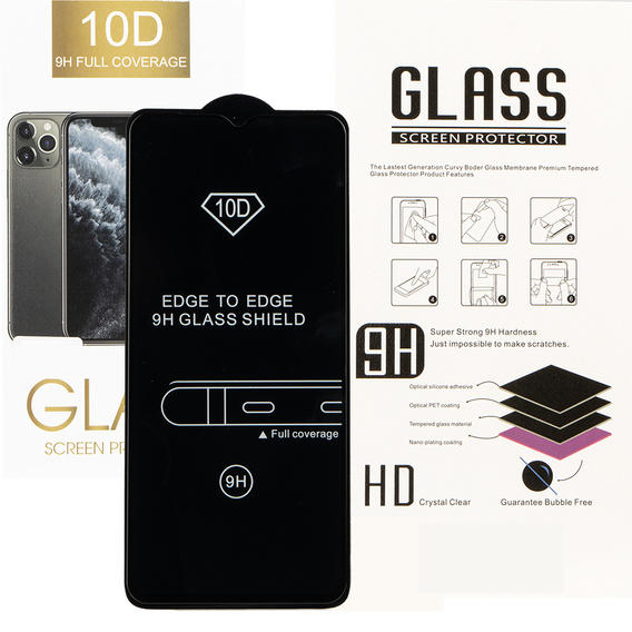 Закаленное стекло 3D для Oppo A18 4G / A38 4G, чёрный