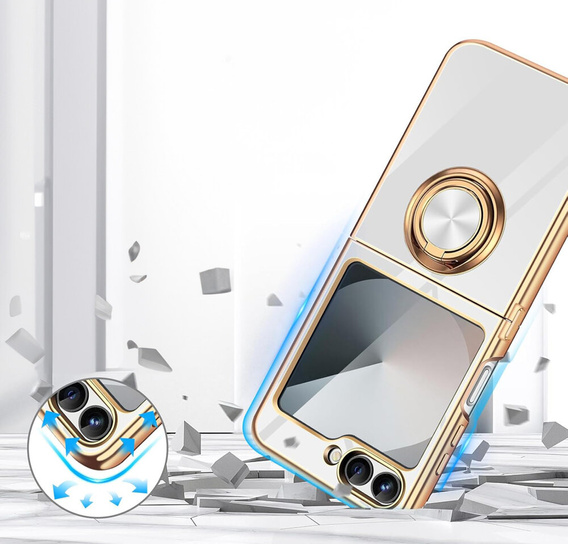 Чoхол до Samsung Galaxy Z Flip7 FE / Z Flip6, Electro Ring, білий