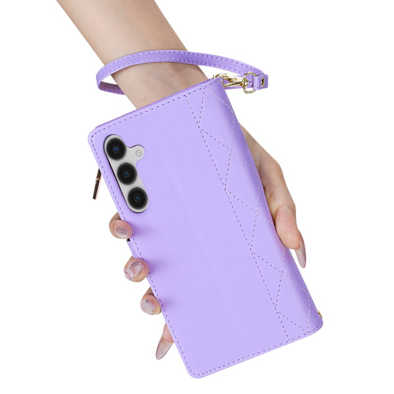 чехол-крышка для Samsung Galaxy A56 5G, Rhombus Crossbody Leather, фиолетовый
