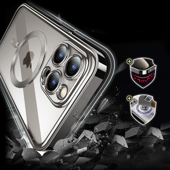 Чохол для iPhone 15 Pro Max, Privacy Dual Glass, для MagSafe, сріблястий