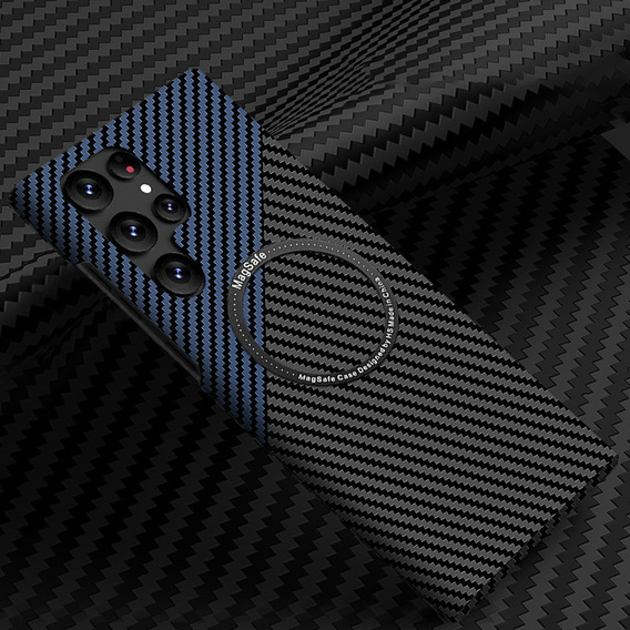 Чoхол до Samsung Galaxy S22 Ultra, Magsafe Slim Carbon, чорний / синій