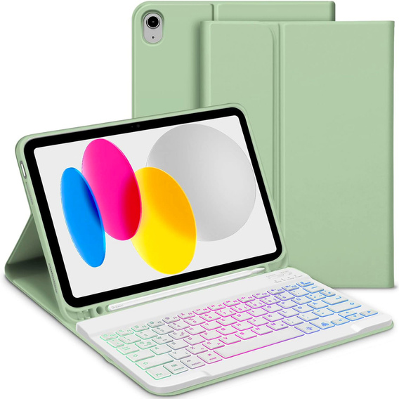 Чехол с подсвечиваемой bluetooth-клавиатурой для iPad 10.9 2022 (10 gen.), зелёный