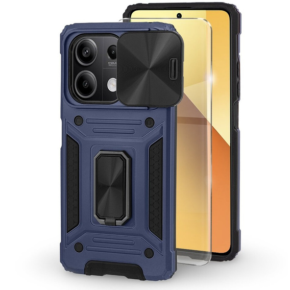 Броньований чохол для Xiaomi Redmi Note 13 5G, CamShield Slide, м'яти + Загартоване скло 9H