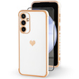 Чехол для Samsung Galaxy S23 FE, Electro heart, белый + полное клеевое керамическое стекло
