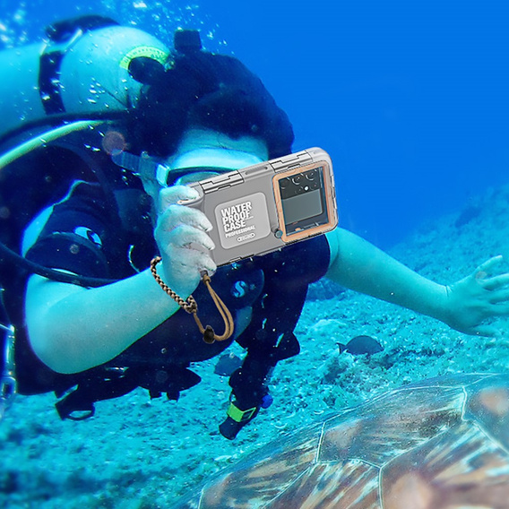Универсальный водонепроницаемый чехол для телефона SHELLBOX, серебристый/оранжевый