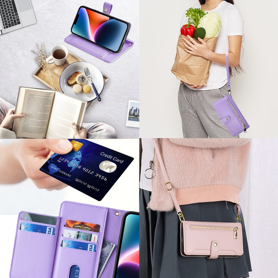 Откидной чехол для Xiaomi Redmi Note 13 Pro 5G, Wallet Zipper Pocket, фиолетовый
