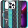 Чохол для iPhone 13 Pro Max, Carbon Fiber MagSafe, чорний / синій