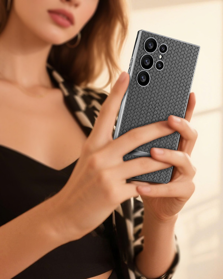 Чехол до Samsung Galaxy S23 Ultra, GKK Woven Leather, серый
