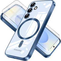 Чохол для Samsung Galaxy S25, Electro MagSafe, темно-синій + Скло на екран
