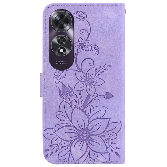 Откидной чехол для Oppo A60, Lily Flower, фиолетовый