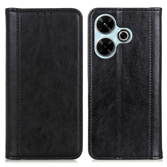 Флип-кейс для Xiaomi Redmi 13, Split Leather, чёрный
