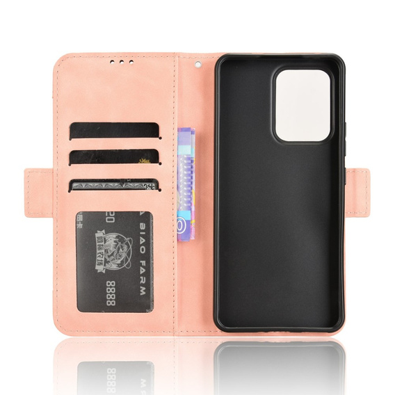 Футляр з клапаном для Oppo Reno 13F / Oppo Reno 13FS, Card Slot, рожевий