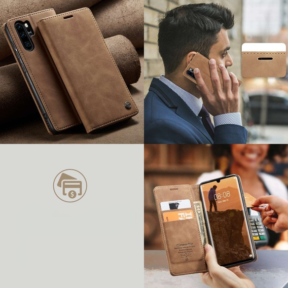 Чохол-сумка для Huawei P30 Pro, Leather Wallet Case, коричневий