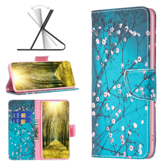 Откидной чехол для Samsung Galaxy M34, Wallet, Sakura, синий