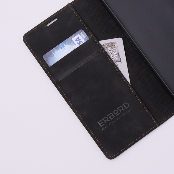 Чехол для Realme C55, ERBORD Vintage, бумажник с клапаном, чёрный