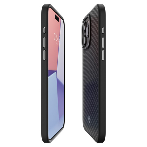 Чехол MagSafe Spigen для iPhone 15 Pro Max, Enzo Aramid, Carbon, Matte Black