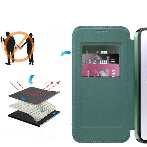Чохол-книжка для Samsung Galaxy A56, RFID Wallet MagSafe CamShield, зелений